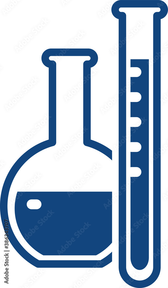 Flask and test tube icon isolated on white background. Glassware for a chemical laboratory. Flat infographics. Vector illustration.. Flask and test tube icon isolated on white background. Glassware for a chemical laboratory. Flat infographics. Vector illustration..