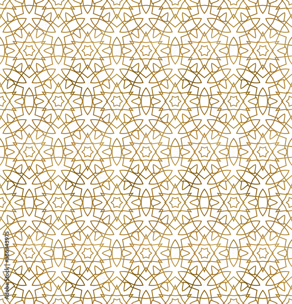 Traditional arabesque seamless pattern. Repeatable background of golden lines. Traditional arabesque seamless pattern. Repeatable background of golden lines.
