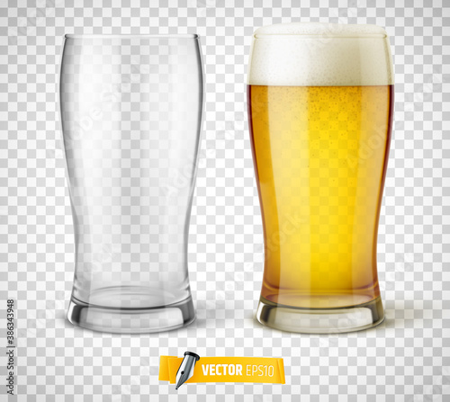 Verres de bière vectoriels sur fond transparent