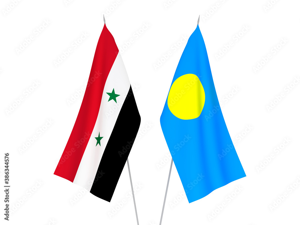Palau and Syria flags Palau and Syria flags