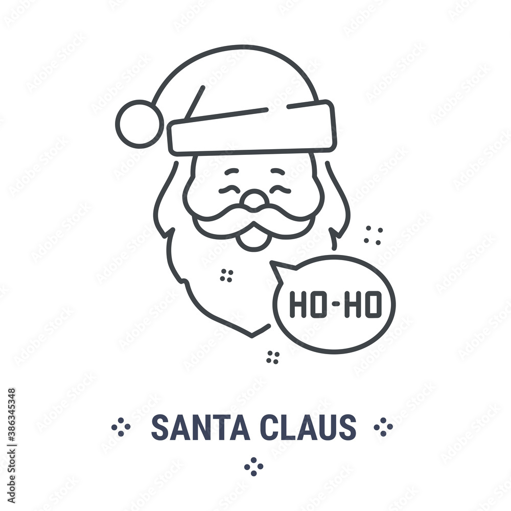 Vector graphic illustration on a white background. Concept icon in line design. Santa Claus chat. Symbol, sign, logo, emblem.