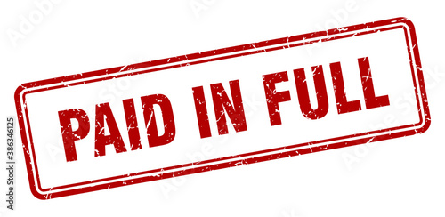 paid in full stamp. square grunge sign on white background