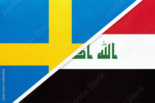 Sweden and Iraq, symbol of national flags from textile.