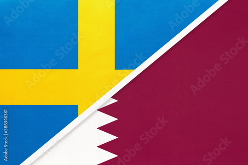 Sweden and Qatar, symbol of national flags from textile.