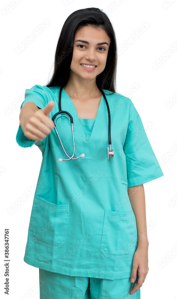 Optimistic hispanic female nurse or medical student Optimistic hispanic female nurse or medical student
