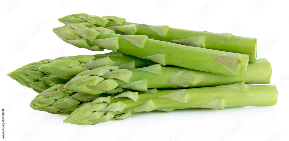 Fresh green asparagus isolated on white background