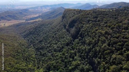 Lamington National Park Lying On The Lamington Plateau Of The McPherson Range - Green Mountain Forest  - Canungra, QLD, Australia.  - aerial drone shot photo