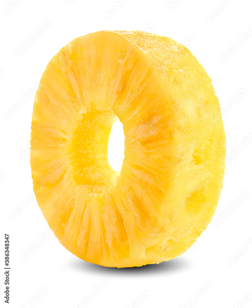 Pineapple slice isolated. Pineapple rings on white.