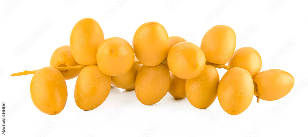 date palm fresh fruit on whitebackground