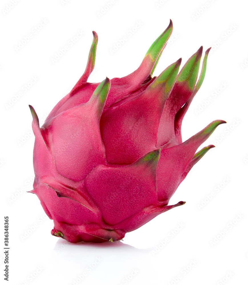 Dragon fruit or pitaya pieces set isolated on white background as package design element