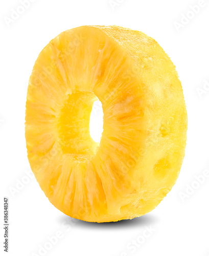 Obraz na płótnie Pineapple slice isolated. Pineapple rings on white. w salonie