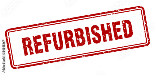 refurbished stamp. square grunge sign on white background