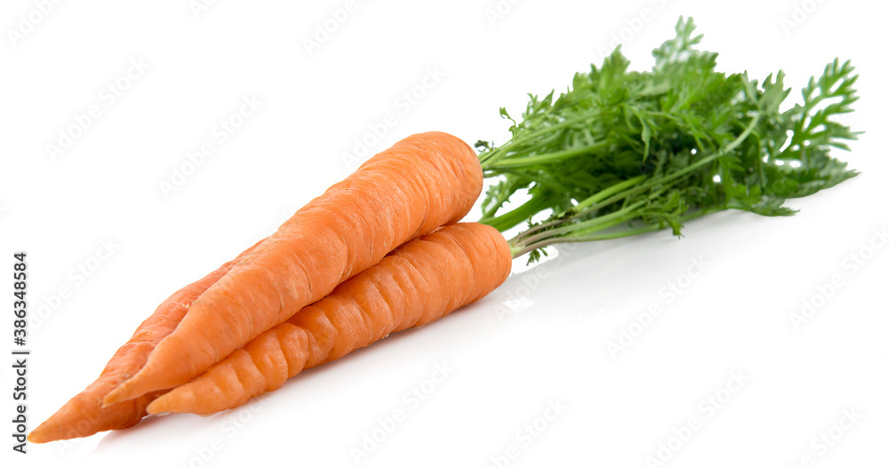 Carrot vegetable with leaves isolated on white background cutout