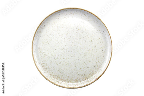 Empty white ceramics plate isolated on white background.