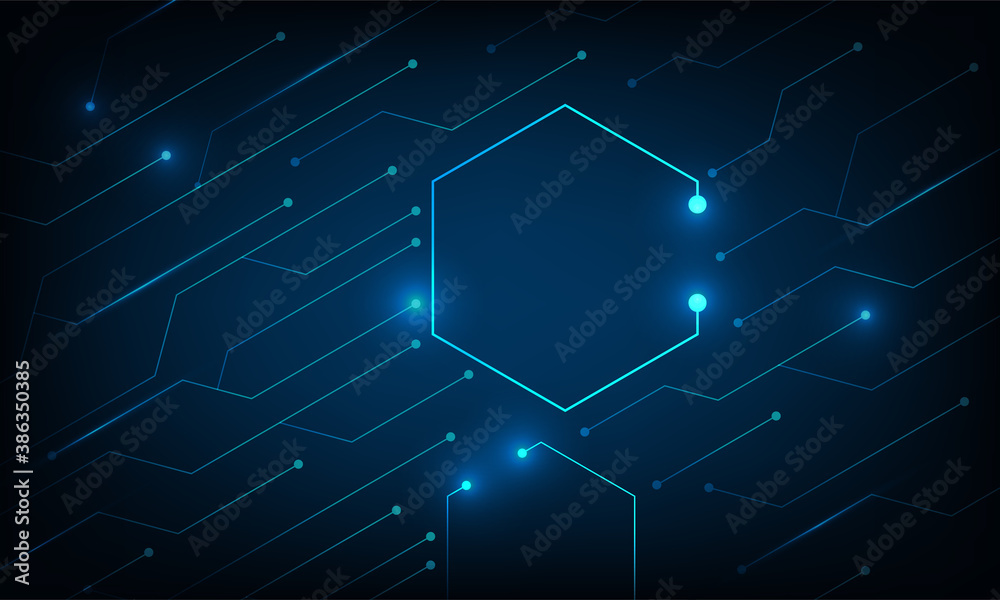 Abstract background concept linear and polygonal pattern shapes on dark blue background. Illustration Vector design digital technology.