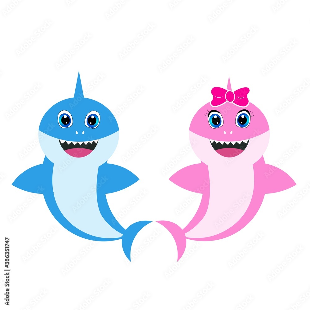 baby shark girl boy greeting card vector