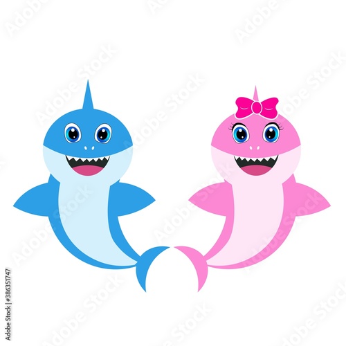baby shark girl boy greeting card vector