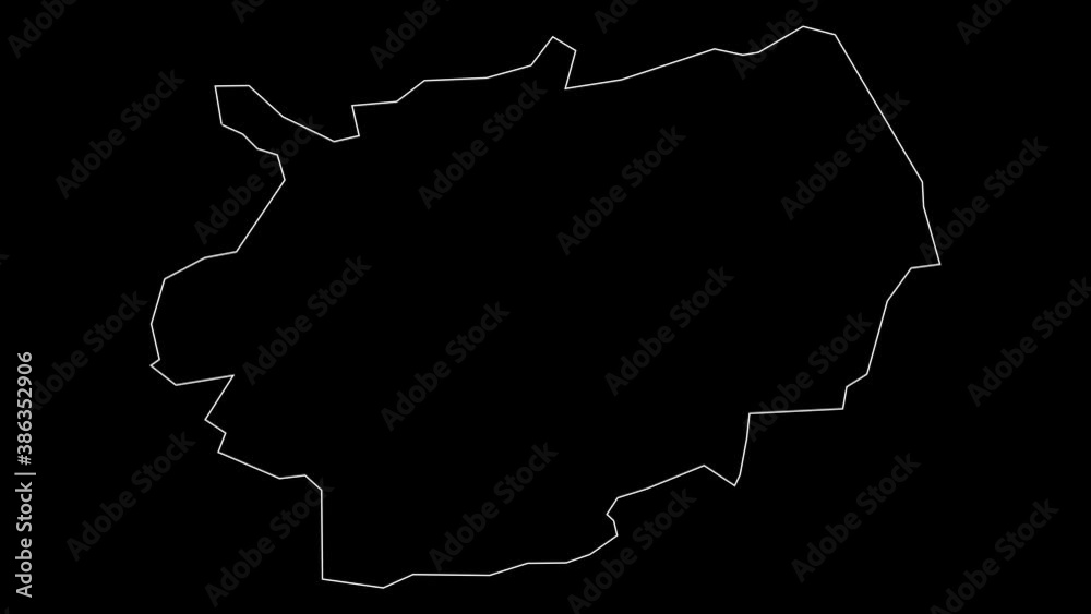 Trashigang Bhutan district map outline animation Trashigang Bhutan district map outline animation