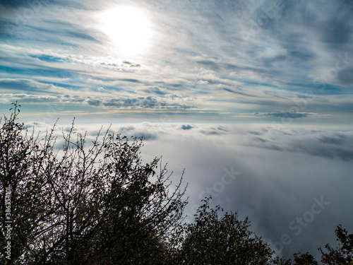 ceske stredohori hichlands in autumn morning fog photo