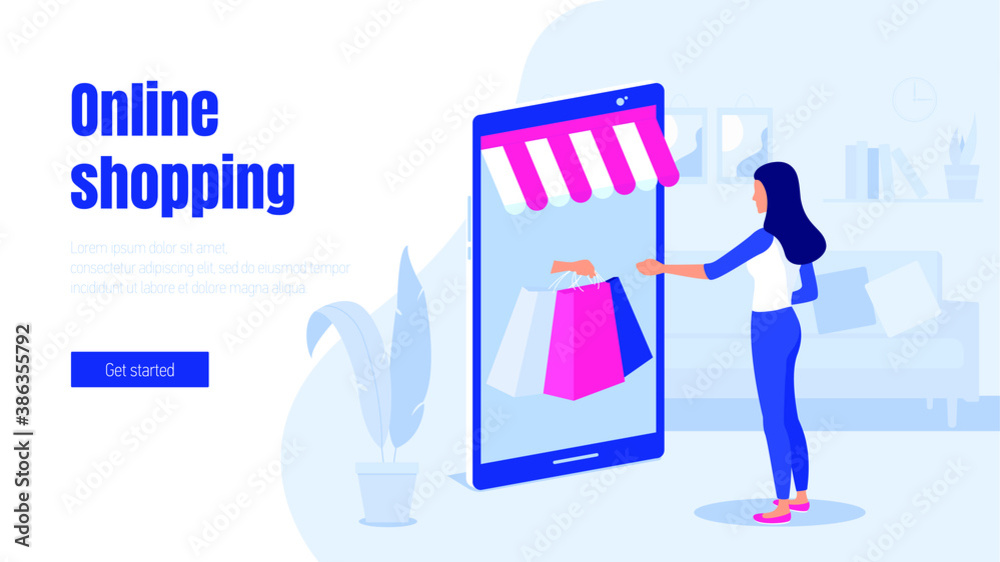 E-commerce buyer. Landing page template of Online Shopping. E-commerce buyer. Landing page template of Online Shopping.