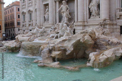 famous landmark trevi fountain in rome city center italy