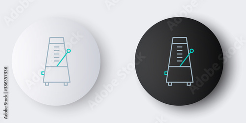 Line Classic Metronome with pendulum in motion icon isolated on grey background. Equipment of music and beat mechanism. Colorful outline concept. Vector.