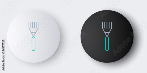 Line Garden rake icon isolated on grey background. Tool for horticulture, agriculture, farming. Ground cultivator. Housekeeping equipment. Colorful outline concept. Vector.