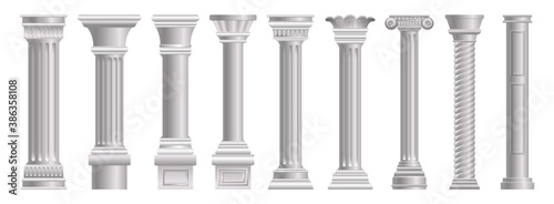 Pillar icons set. Cartoon set of pillar vector icons for web design