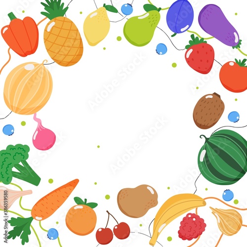 Fruits and vegetables background  vector illustration in flat style