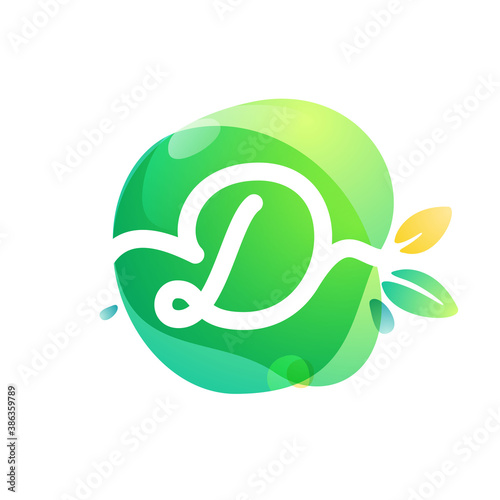 Vector green eco letter D logo.