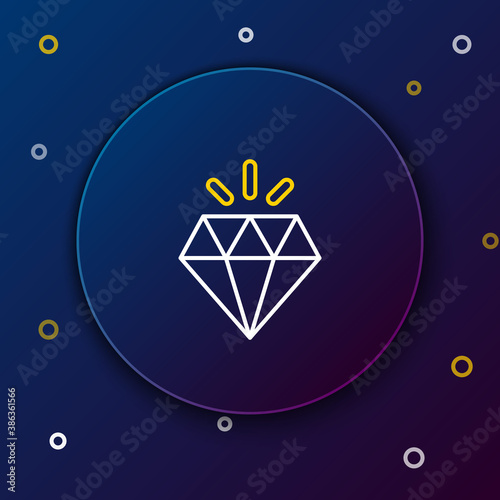 Line Diamond icon isolated on blue background. Jewelry symbol. Gem stone. Colorful outline concept. Vector.