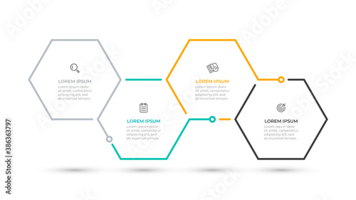 Minimal thin line infographic template 4 options or steps. Vector illustration.