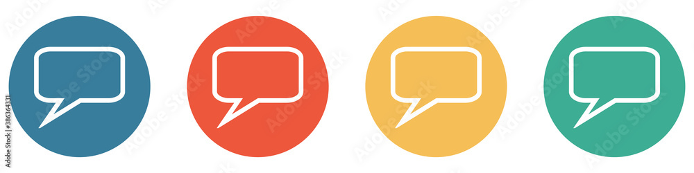 Bunter Banner mit 4 Buttons: Sprechblase, Kontakt, Chat oder Beratung Bunter Banner mit 4 Buttons: Sprechblase, Kontakt, Chat oder Beratung