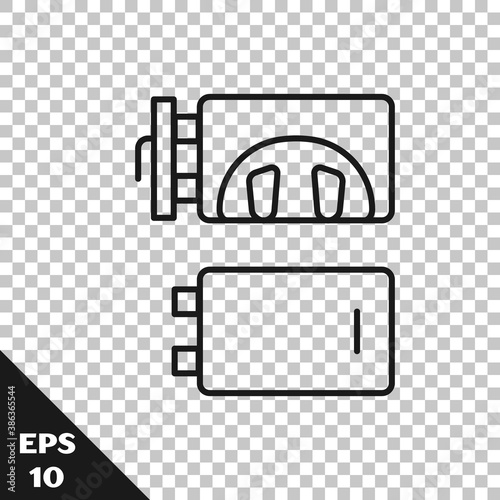 Black line Crematorium icon isolated on transparent background. Vector.