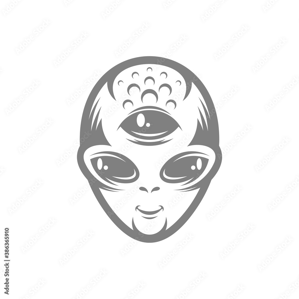 Alien logo design vector Illustration, Alien design template Alien logo design vector Illustration, Alien design template