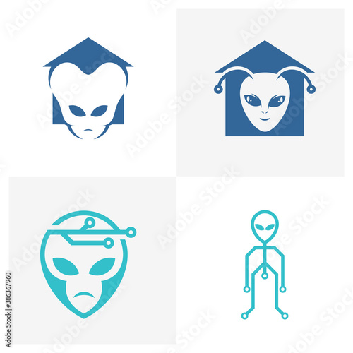 Set of House Alien logo design vector Illustration, Alien design template