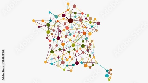 Abstract french network with map and link