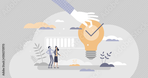 Generating ideas with innovative and creative thinking tiny person concept