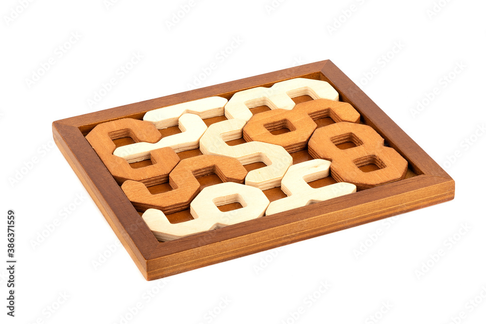 Close up. 2D Wooden Puzzle Digital puzzle. Close up. 2D Wooden Puzzle Digital puzzle.