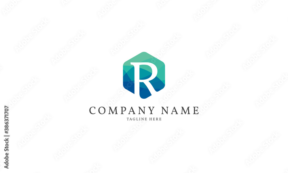 letter R modern hexagon logo template letter R modern hexagon logo template