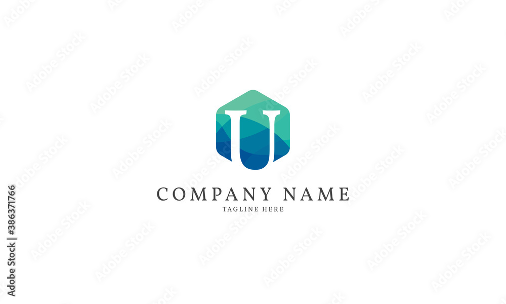 letter U modern hexagon logo template