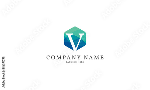 Free Download letter V modern hexagon logo template - GFXLoad