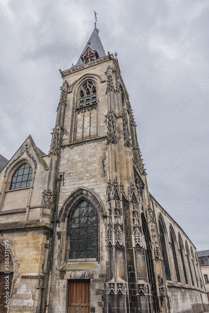 Fragment of Amiens Church of Saint-Leu, dedicated to Bishop of Sens - Saint Leu. Built in 1481, church of Saint Leu is one of the twelve ancient Amiens parishes. Amiens, Somme, Picardie, France.