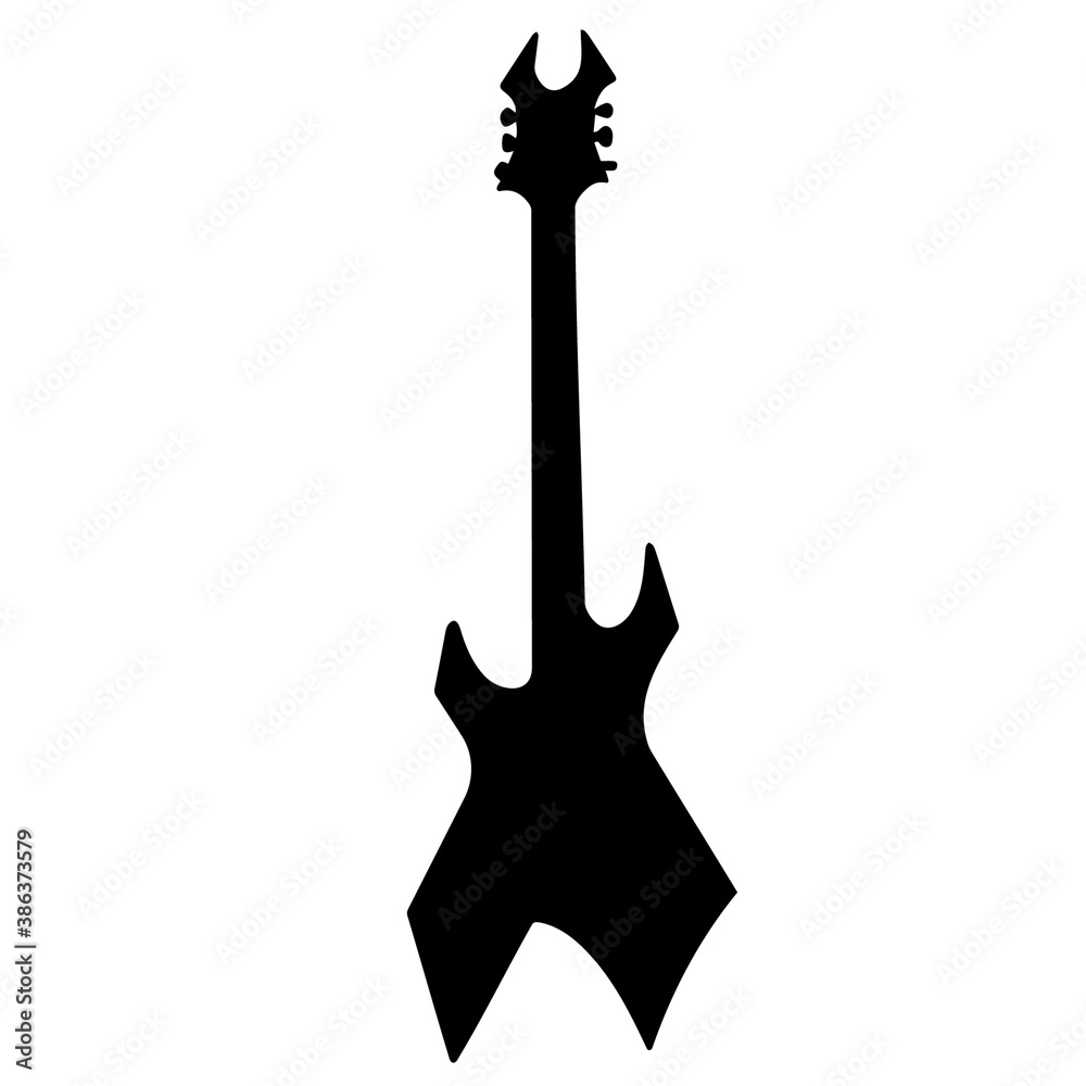 Guitar. Black silhouette of a musical instrument on a white background close-up. Vector graphics. Guitar. Black silhouette of a musical instrument on a white background close-up. Vector graphics.