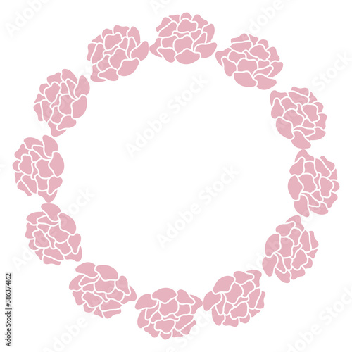 Vector Floral Peony Wreath in Light Pink Design and Frame.