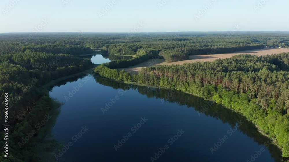 Aerial view of lake Vilzsee and lake Moessensee, Mirow, Germany Aerial view of lake Vilzsee and lake Moessensee, Mirow, Germany