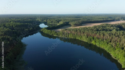 Aerial view of lake Vilzsee and lake Moessensee, Mirow, Germany photo