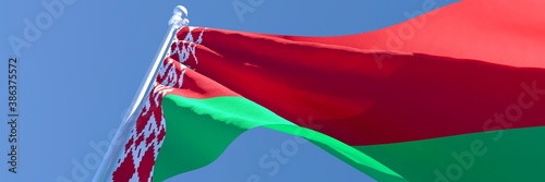 3D rendering of the national flag of Belarus waving in the wind