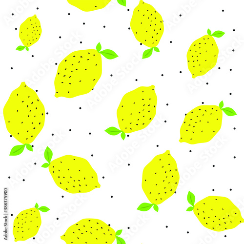 Seamless vector yellow lemons pattern. 10 eps citrus vitamin background for design, fabric, textile, cover, web and wrapping.
