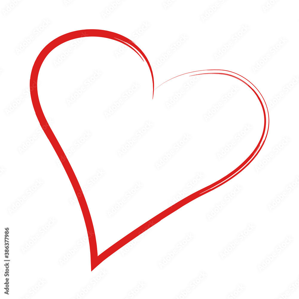 Red heart outline vector. Hand drawn love icon. Trendy heart isolated on white background. For love icon, greeting card and Valentine's day. Creative love art. Heart outline vector Red heart outline vector. Hand drawn love icon. Trendy heart isolated on white background. For love icon, greeting card and Valentine's day. Creative love art. Heart outline vector